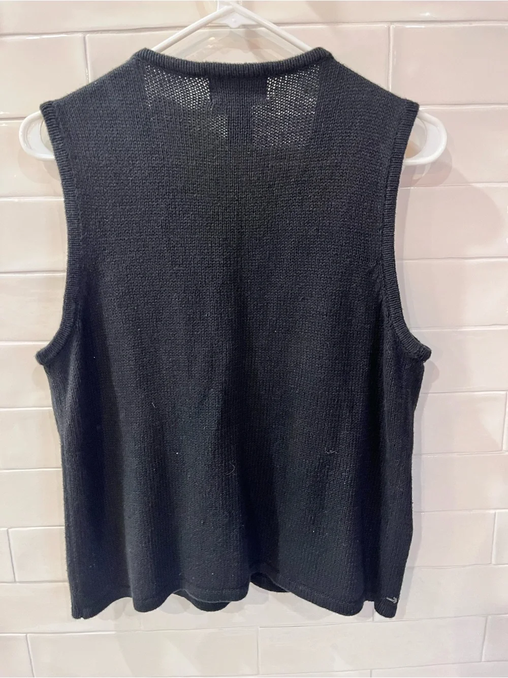 Vintage Studio Joy Christmas Sweater Vest Black & Silver Ugly Sweater Sz S